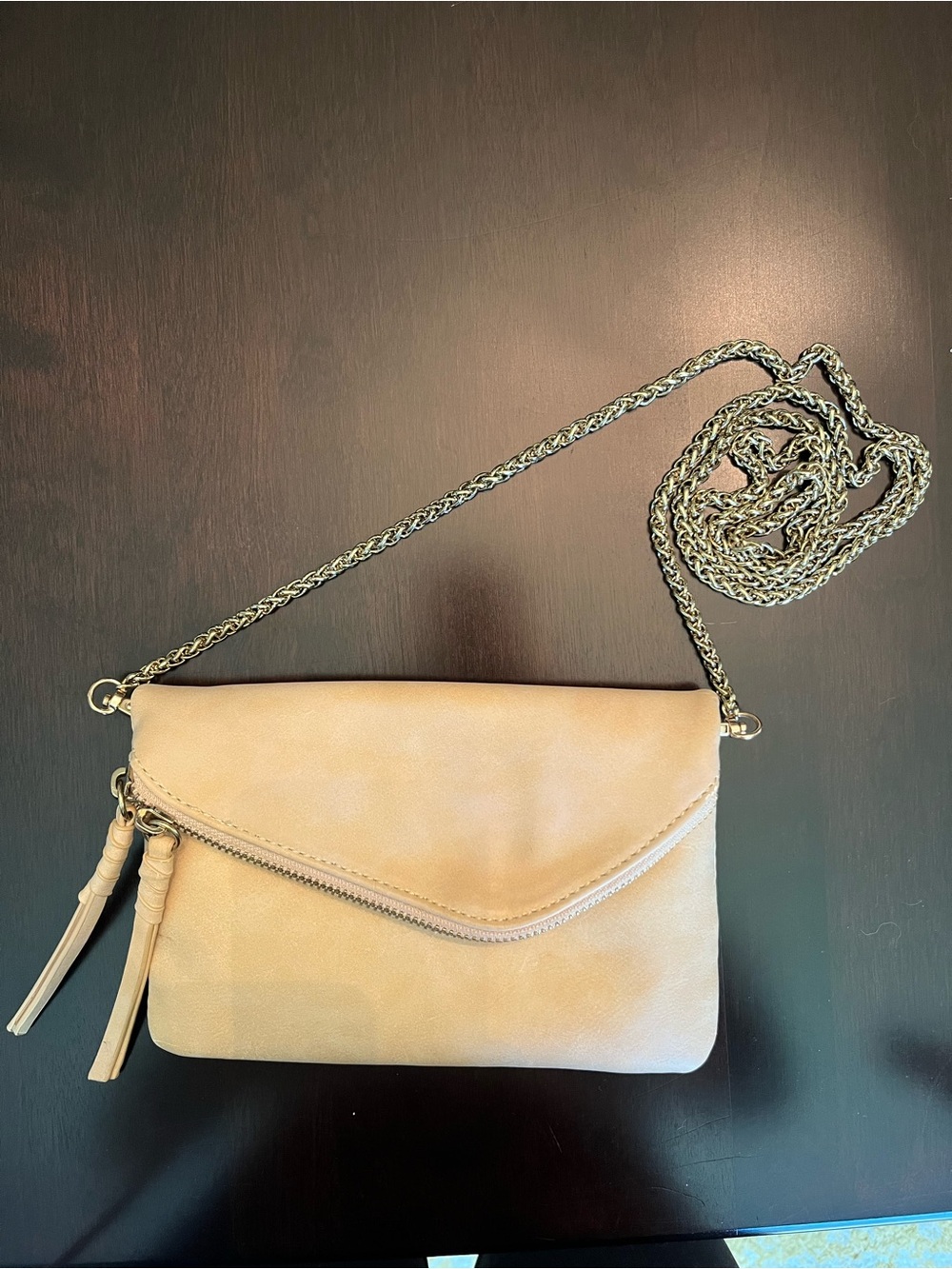 Street Level Beige Chain Crossbody Bag